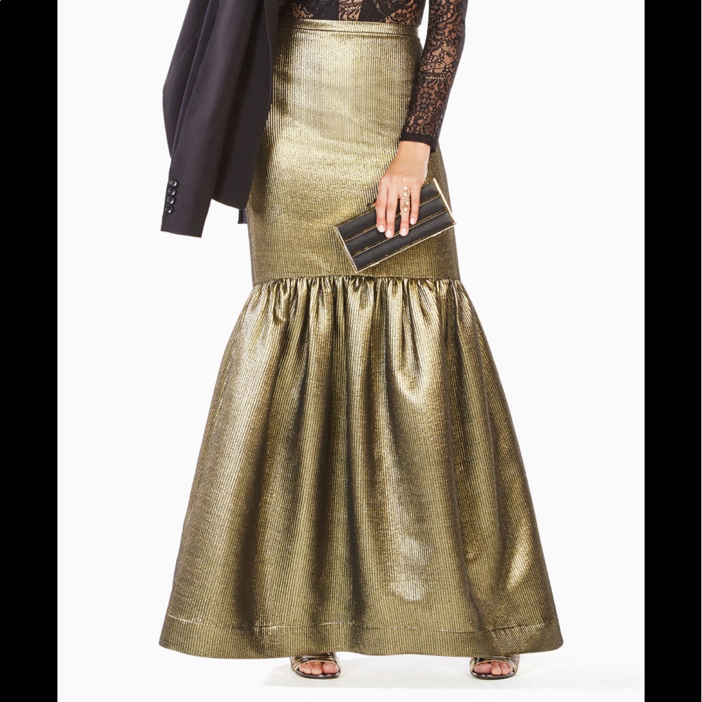 Bcbgmaxazria Metallic Gold Full Skirt
